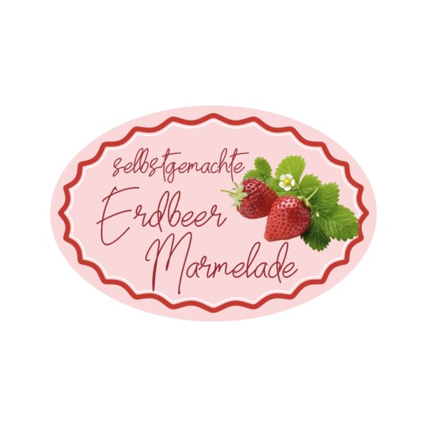 Artikelbild - Etiketten - Marmeladen - Erdbeer - einzeln - oval