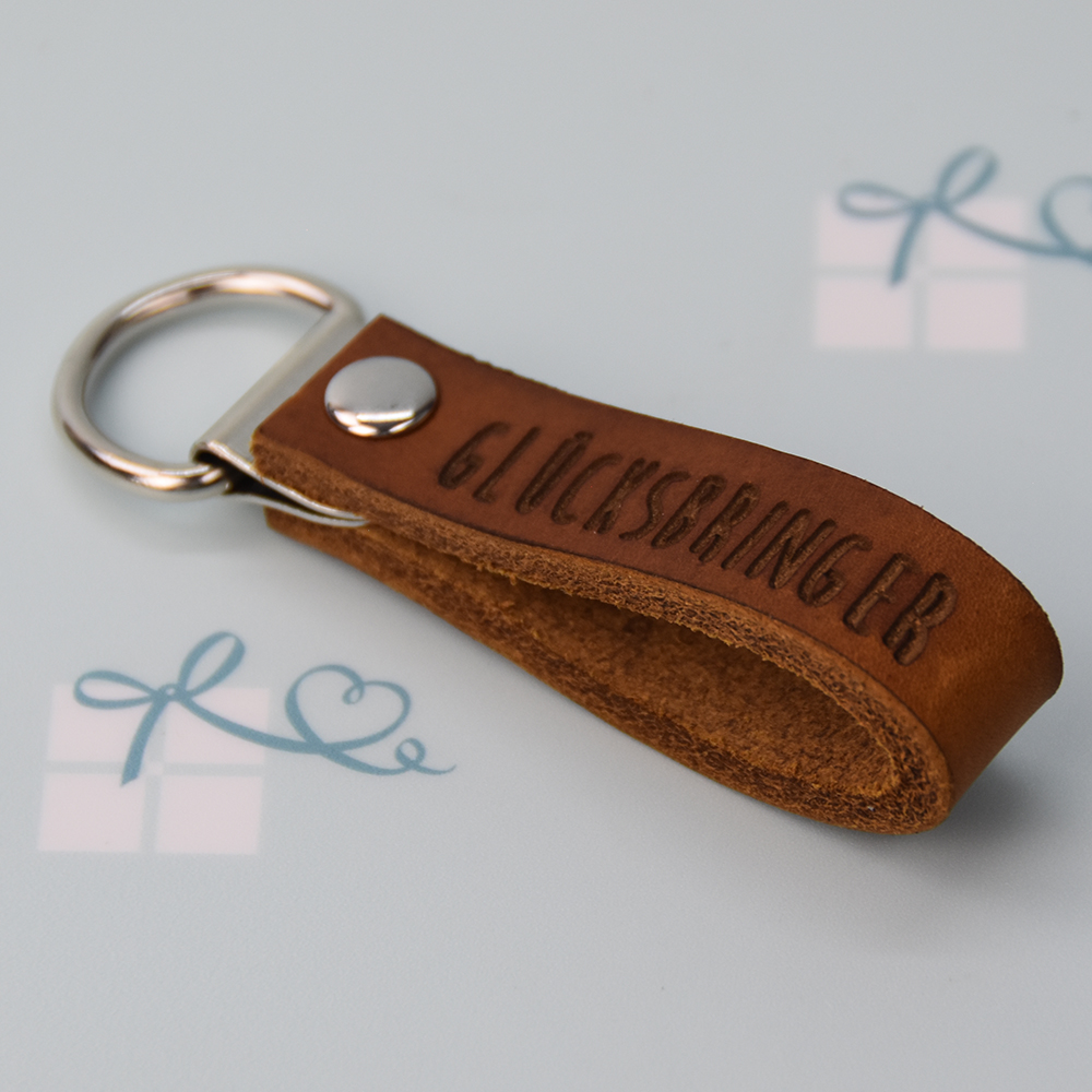 Schlüsselanhänger - Leder mit Gravurplakette und Wunschnamen