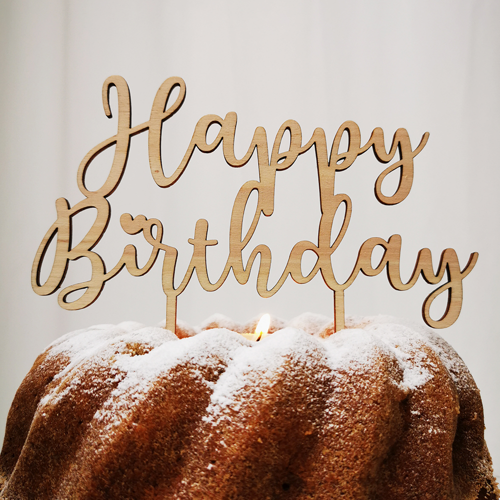 Artikelbild - Tortentopper - Happy Birthday - Holz - Kuchen