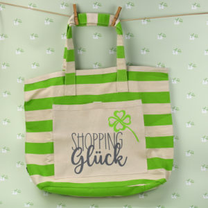 Strandtasche gestreift grün - Shopping Glück - 1
