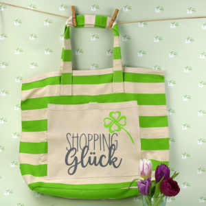 Strandtasche gestreift grün - Shopping Glück - 2