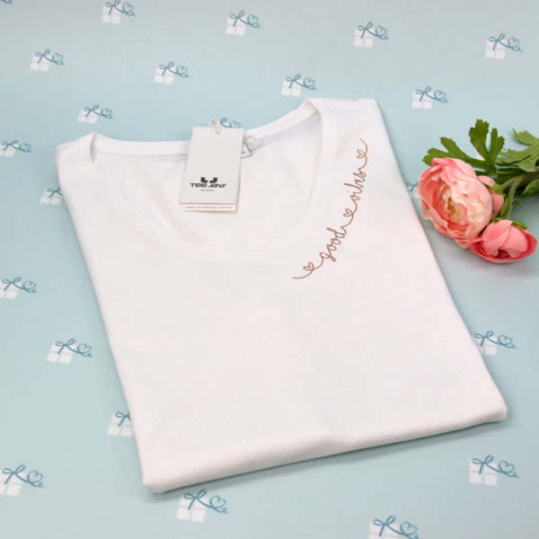 good vibes - T-Shirt mit V-Ausschnitt - weiß