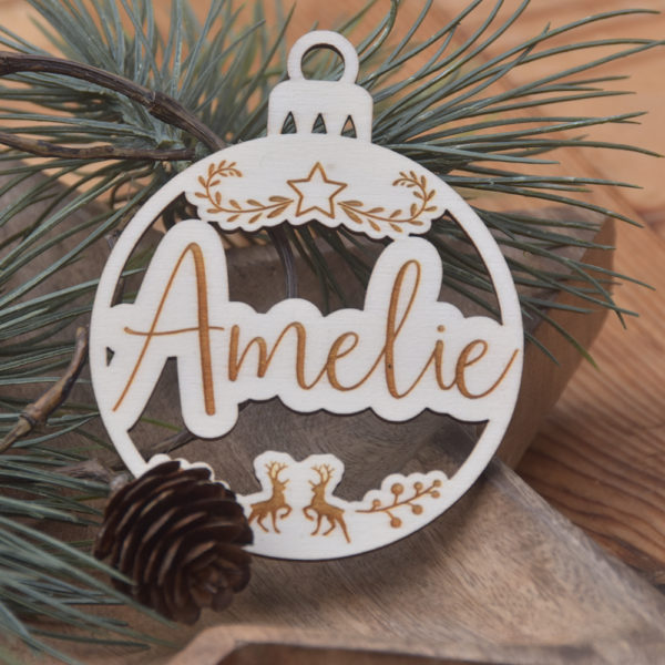 Holzkugel flach - personalisiert - Amelie
