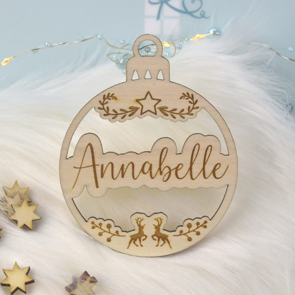 Holzkugel flach - personalisiert - Annabelle
