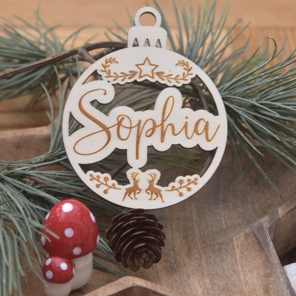 Holzkugel flach - personalisiert - Sophia