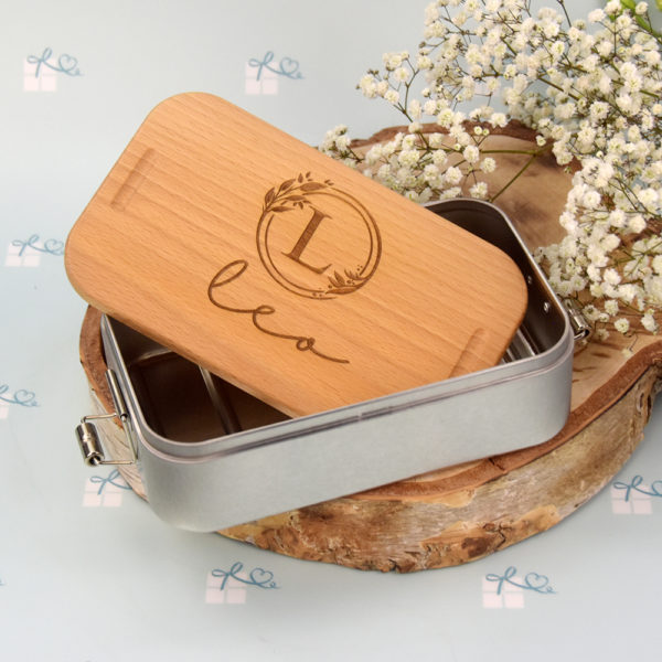 Lunchbox - Initiale im floralen Rand und Name - 3