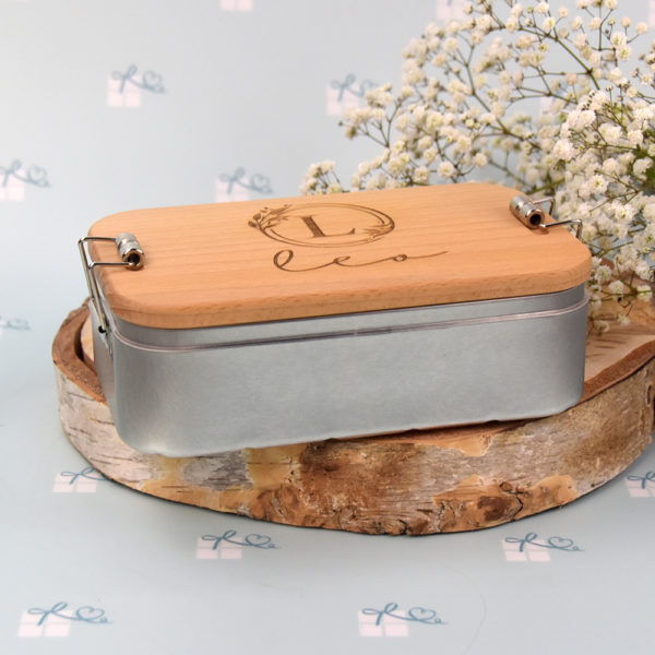 Lunchbox - Initiale im floralen Rand und Name - 5