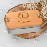 Lunchbox - Initiale im floralen Rand und Name - 6