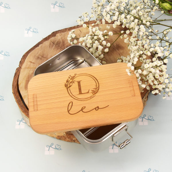Lunchbox - Initiale im floralen Rand und Name - 8