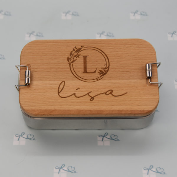 Lunchbox - Initiale im floralen Rand und Name - Lisa