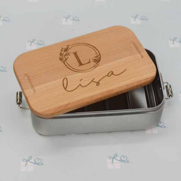 Lunchbox - Initiale im floralen Rand und Name - Lisa2