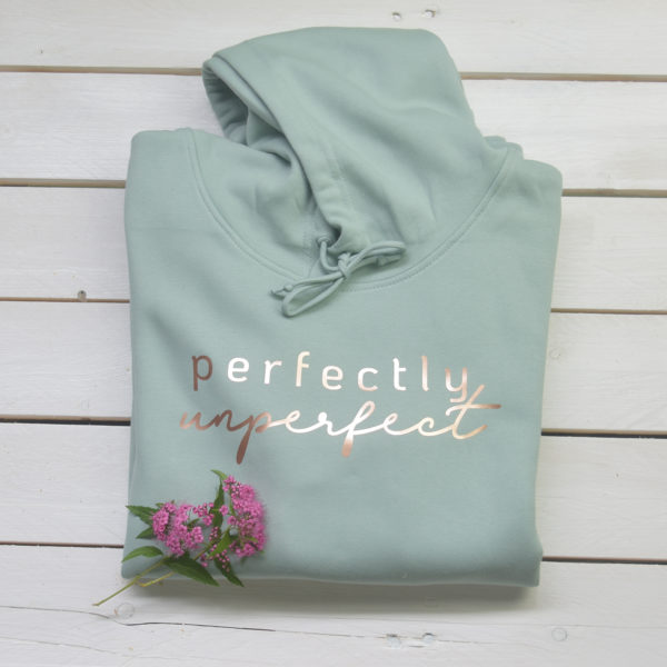 Hoodie - perfectly unperfect - grün-rose-2