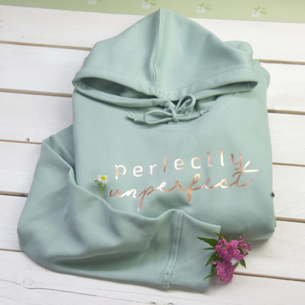 Hoodie - perfectly unperfect - grün-rose-3