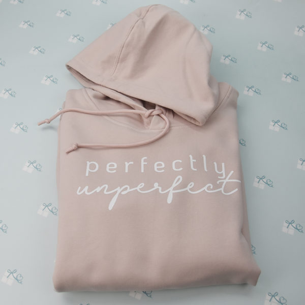 Hoodie - perfectly unperfect - rosa-weiß-1