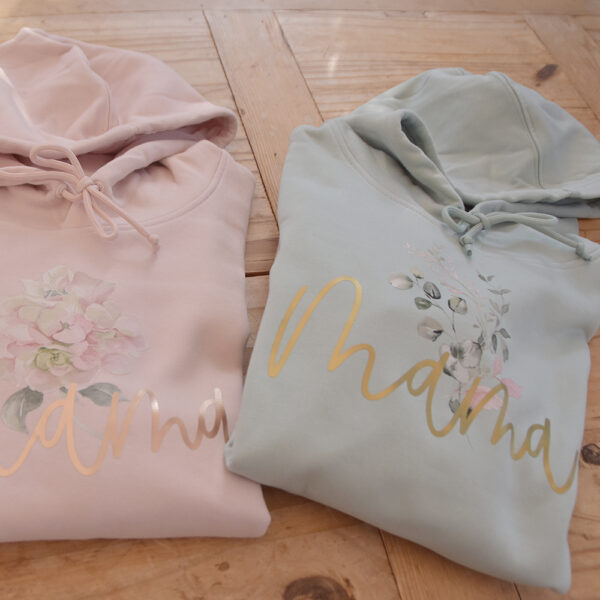 MAMA Hoodie - Aquarell Blume - 2024 - rose+grün1